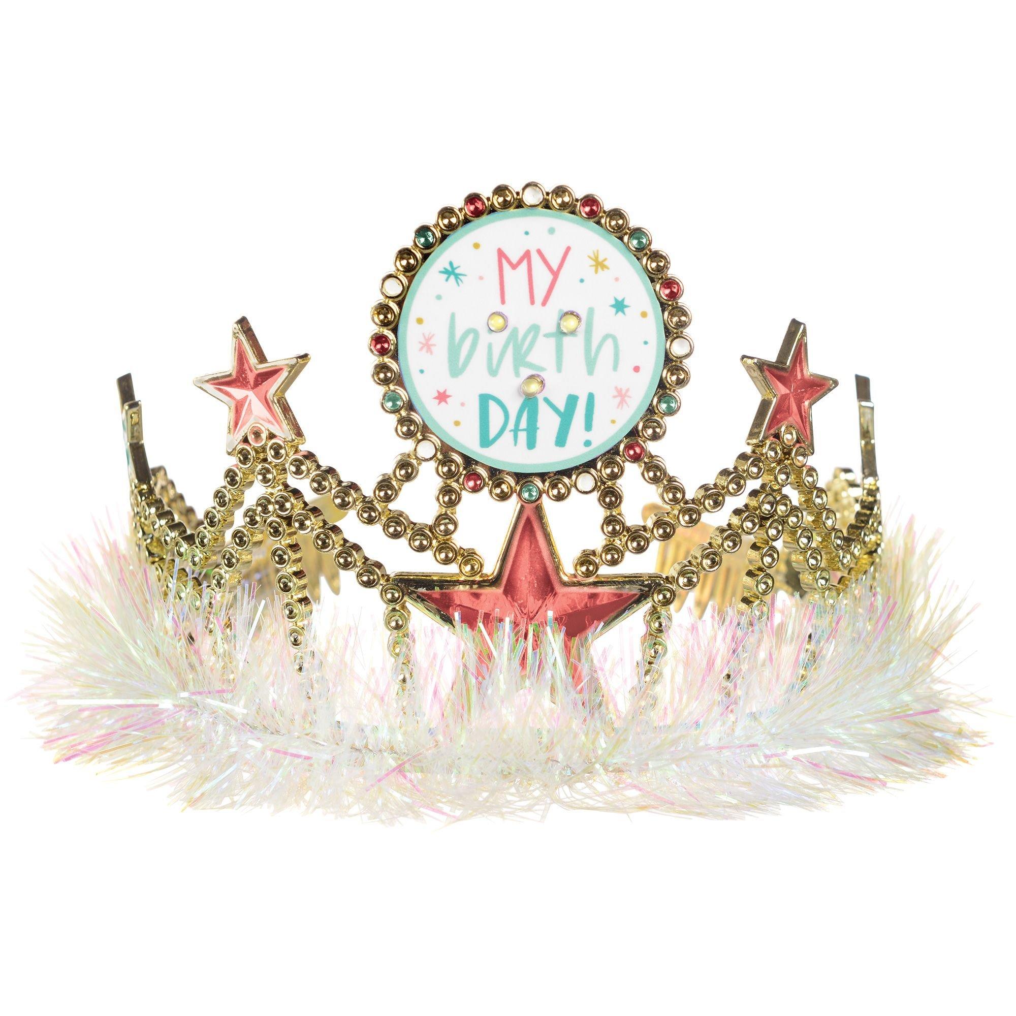 Light-Up Happy Cake Day Birthday Tiara 6 1/2in x 3 1/2in